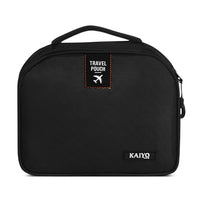 Ginza Travel Pouch — opened, showing the dual-compartment interior