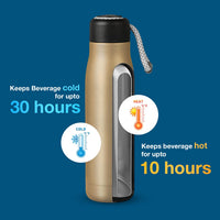 Insulated Field Bottle, Gold — open top