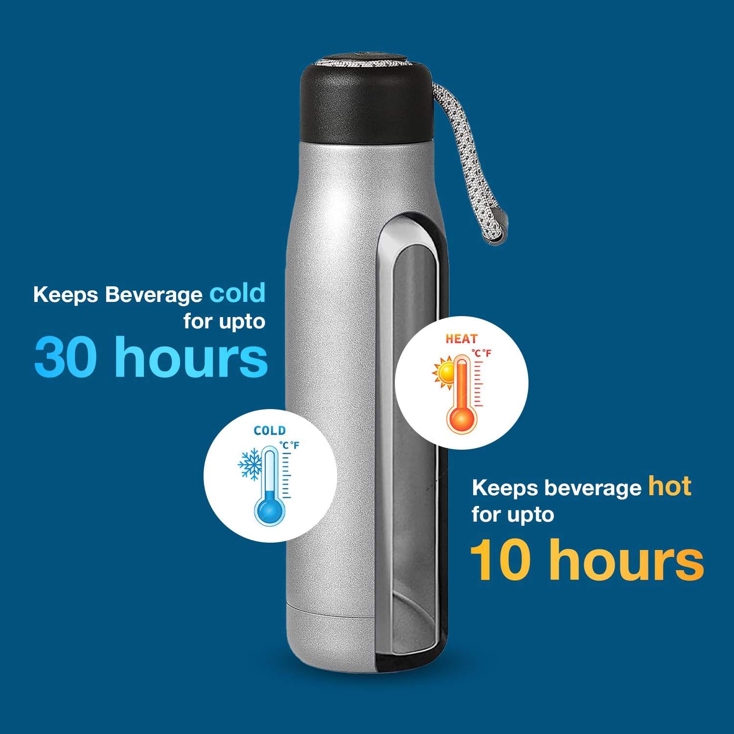 Insulated Field Bottle — keeps drinks cold up to 30 hours, hot up to 10