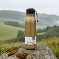 Insulated Field Bottle, Gold — on a hillside stone in morning mist