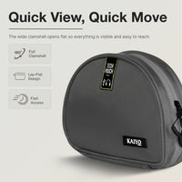 Ginza Tech Pouch in Fossil Grey - 180-degree clamshell that lies flat