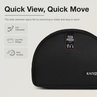 Ginza Tech Pouch in Black - 180-degree clamshell that lies flat