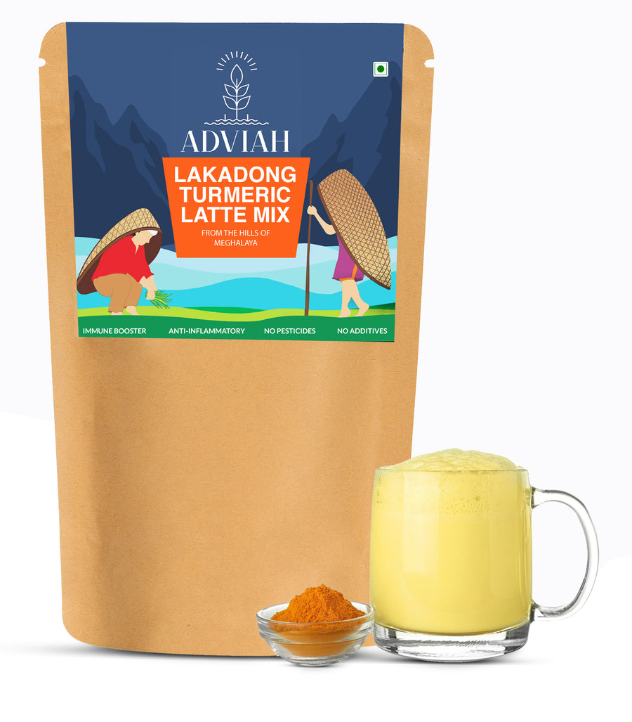 Adviah Lakadong Turmeric Latte Mix, golden milk blend.