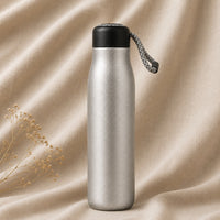 Insulated Field Bottle in Silver on natural oatmeal linen