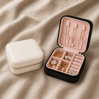 Travel Jewellery Case, set of two, resting on natural oatmeal linen