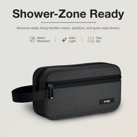 Ginza Toiletry Pouch in Zenstone Grey - moisture-ready lining for the shower zone