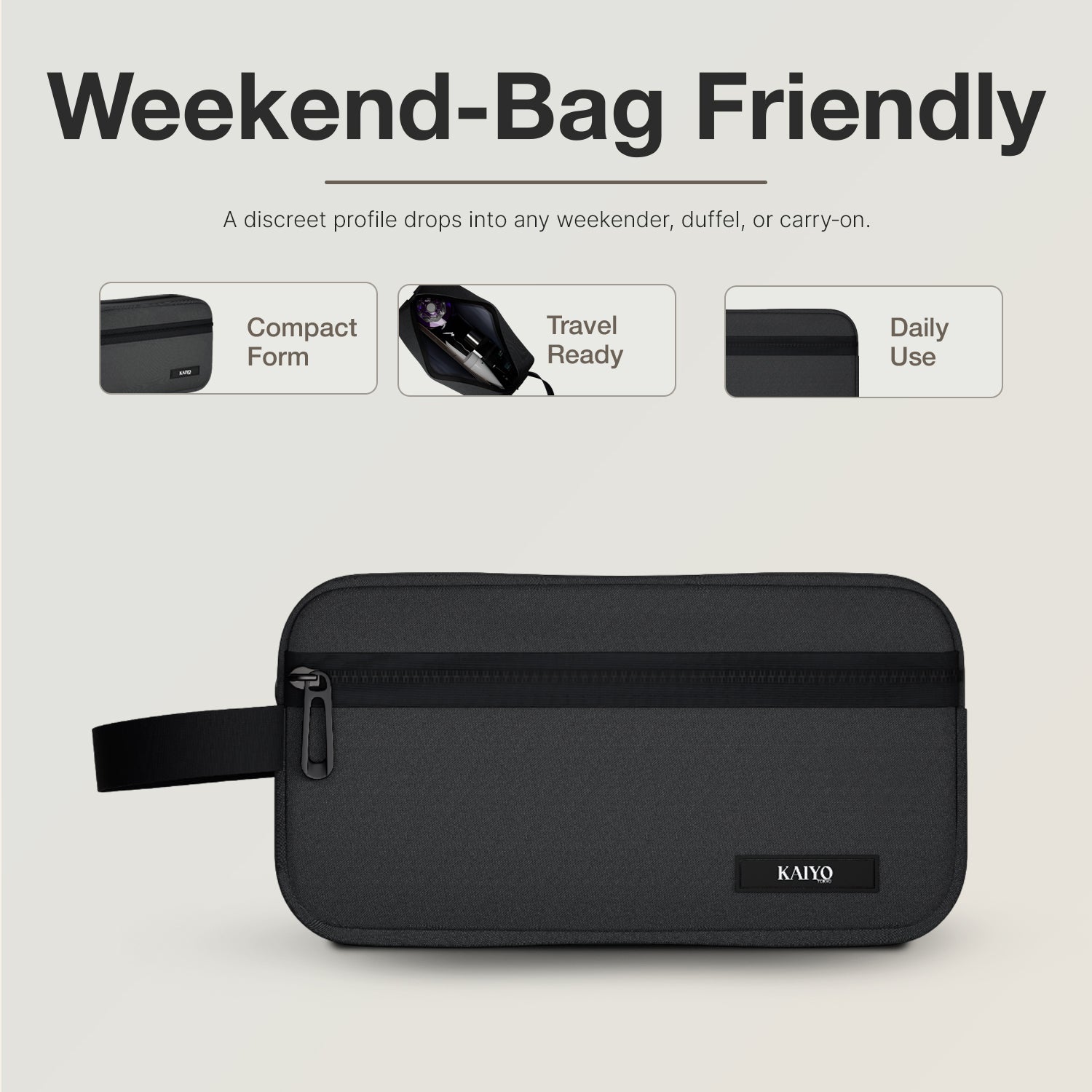Ginza Toiletry Pouch in Zenstone Grey - discreet profile for any weekender or carry-on