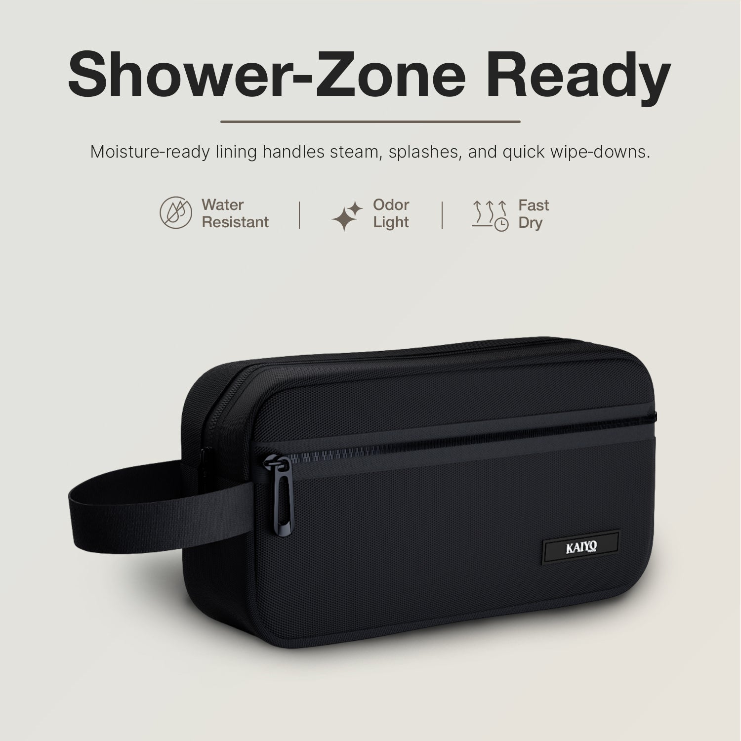Ginza Toiletry Pouch in Tokyo Noir - moisture-ready lining for the shower zone