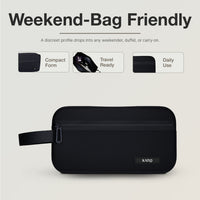 Ginza Toiletry Pouch in Tokyo Noir - discreet profile for any weekender or carry-on